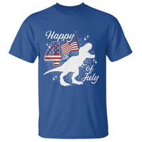 Dinosaur Happy 4th of July T Shirt Patriotic American Flag USA - Wonder Print Shop