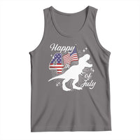 Dinosaur Happy 4th of July Tank Top Patriotic American Flag USA - Wonder Print Shop