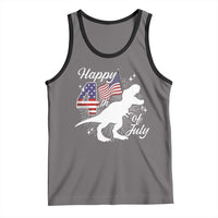 Dinosaur Happy 4th of July Tank Top Patriotic American Flag USA - Wonder Print Shop