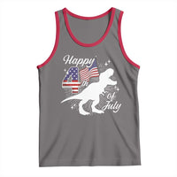 Dinosaur Happy 4th of July Tank Top Patriotic American Flag USA - Wonder Print Shop