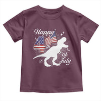 Dinosaur Happy 4th of July Toddler T Shirt Patriotic American Flag USA - Wonder Print Shop