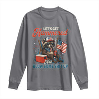 Lets Get Hammered and Blow Some Shit Up Long Sleeve Shirt Raccoon 4th Of July America - Wonder Print Shop