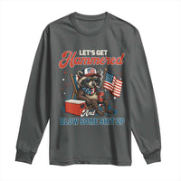Lets Get Hammered and Blow Some Shit Up Long Sleeve Shirt Raccoon 4th Of July America - Wonder Print Shop