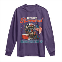 Lets Get Hammered and Blow Some Shit Up Long Sleeve Shirt Raccoon 4th Of July America - Wonder Print Shop