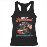 Lets Get Hammered and Blow Some Shit Up Racerback Tank Top Raccoon 4th Of July America - Wonder Print Shop