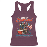 Lets Get Hammered and Blow Some Shit Up Racerback Tank Top Raccoon 4th Of July America - Wonder Print Shop