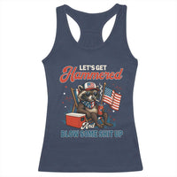 Lets Get Hammered and Blow Some Shit Up Racerback Tank Top Raccoon 4th Of July America - Wonder Print Shop