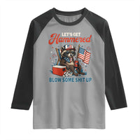 Lets Get Hammered and Blow Some Shit Up Raglan Shirt Raccoon 4th Of July America - Wonder Print Shop