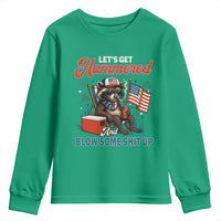 Lets Get Hammered and Blow Some Shit Up Youth Sweatshirt Raccoon 4th Of July America - Wonder Print Shop