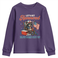 Lets Get Hammered and Blow Some Shit Up Youth Sweatshirt Raccoon 4th Of July America - Wonder Print Shop