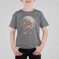 Patriotic Bigfoot 4th of July T Shirt For Kid American Flag Merica Fireworks Sasquatch Moon - Wonder Print Shop