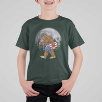 Patriotic Bigfoot 4th of July T Shirt For Kid American Flag Merica Fireworks Sasquatch Moon - Wonder Print Shop