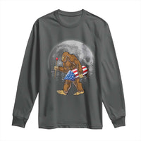 Patriotic Bigfoot 4th of July Long Sleeve Shirt American Flag Merica Fireworks Sasquatch Moon - Wonder Print Shop