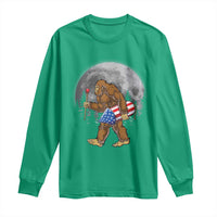 Patriotic Bigfoot 4th of July Long Sleeve Shirt American Flag Merica Fireworks Sasquatch Moon - Wonder Print Shop