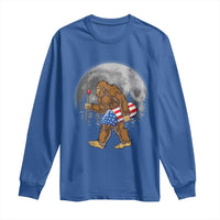 Patriotic Bigfoot 4th of July Long Sleeve Shirt American Flag Merica Fireworks Sasquatch Moon - Wonder Print Shop