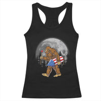 Patriotic Bigfoot 4th of July Racerback Tank Top American Flag Merica Fireworks Sasquatch Moon - Wonder Print Shop