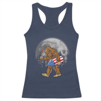 Patriotic Bigfoot 4th of July Racerback Tank Top American Flag Merica Fireworks Sasquatch Moon - Wonder Print Shop