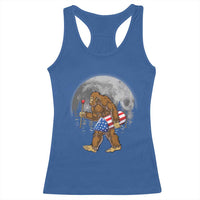 Patriotic Bigfoot 4th of July Racerback Tank Top American Flag Merica Fireworks Sasquatch Moon - Wonder Print Shop