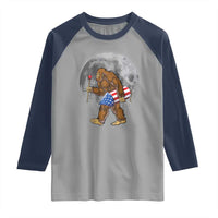 Patriotic Bigfoot 4th of July Raglan Shirt American Flag Merica Fireworks Sasquatch Moon - Wonder Print Shop