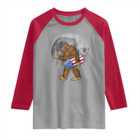 Patriotic Bigfoot 4th of July Raglan Shirt American Flag Merica Fireworks Sasquatch Moon - Wonder Print Shop