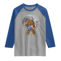 Patriotic Bigfoot 4th of July Raglan Shirt American Flag Merica Fireworks Sasquatch Moon - Wonder Print Shop