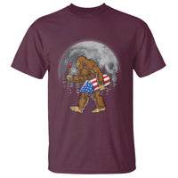 Patriotic Bigfoot 4th of July T Shirt American Flag Merica Fireworks Sasquatch Moon - Wonder Print Shop