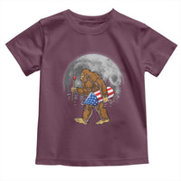 Patriotic Bigfoot 4th of July Toddler T Shirt American Flag Merica Fireworks Sasquatch Moon - Wonder Print Shop