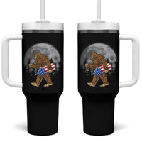 Patriotic Bigfoot 4th of July Tumbler With Handle American Flag Merica Fireworks Sasquatch Moon - Wonder Print Shop
