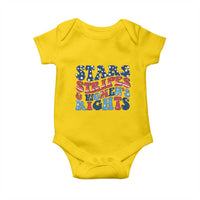 Stars Stripes And Women Rights Baby Onesie Groovy Retro 4th Of July - Wonder Print Shop