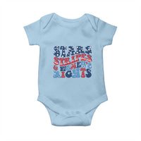Stars Stripes And Women Rights Baby Onesie Groovy Retro 4th Of July - Wonder Print Shop