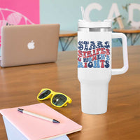 Stars Stripes And Women Rights Tumbler With Handle Groovy Retro 4th Of July - Wonder Print Shop