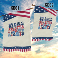 Stars Stripes And Women Rights Garden Flag Groovy Retro 4th Of July