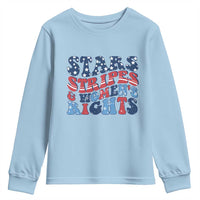 Stars Stripes And Women Rights Youth Sweatshirt Groovy Retro 4th Of July - Wonder Print Shop