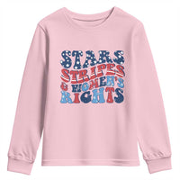 Stars Stripes And Women Rights Youth Sweatshirt Groovy Retro 4th Of July - Wonder Print Shop