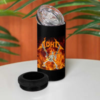 Funny Skeleton ADHD 4 in 1 Can Cooler Tumbler Meme Flames Neurodivergent Gen Z - Wonder Print Shop