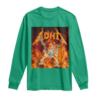 Funny Skeleton ADHD Long Sleeve Shirt Meme Flames Neurodivergent Gen Z - Wonder Print Shop