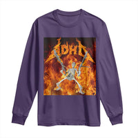Funny Skeleton ADHD Long Sleeve Shirt Meme Flames Neurodivergent Gen Z - Wonder Print Shop