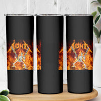Funny Skeleton ADHD Skinny Tumbler Meme Flames Neurodivergent Gen Z - Wonder Print Shop
