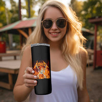 Funny Skeleton ADHD Skinny Tumbler Meme Flames Neurodivergent Gen Z - Wonder Print Shop