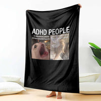 ADHD Cat Meme Throw Blanket Funny Panic Cat Mental Health Awareness - Wonder Print Shop