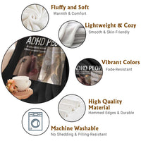 ADHD Cat Meme Throw Blanket Funny Panic Cat Mental Health Awareness - Wonder Print Shop