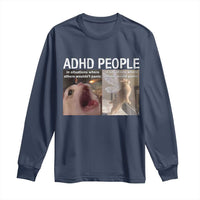 ADHD Cat Meme Long Sleeve Shirt Funny Panic Cat Mental Health Awareness - Wonder Print Shop