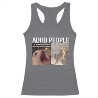 ADHD Cat Meme Racerback Tank Top Funny Panic Cat Mental Health Awareness - Wonder Print Shop