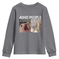 ADHD Cat Meme Youth Sweatshirt Funny Panic Cat Mental Health Awareness - Wonder Print Shop