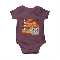 ADHD Cat Meme Baby Onesie Funny Kitty Flames Neurodivergent Gen Z - Wonder Print Shop