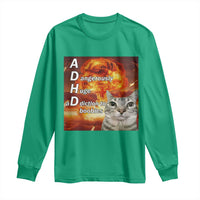 ADHD Cat Meme Long Sleeve Shirt Funny Kitty Flames Neurodivergent Gen Z - Wonder Print Shop