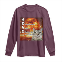 ADHD Cat Meme Long Sleeve Shirt Funny Kitty Flames Neurodivergent Gen Z - Wonder Print Shop