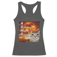ADHD Cat Meme Racerback Tank Top Funny Kitty Flames Neurodivergent Gen Z - Wonder Print Shop