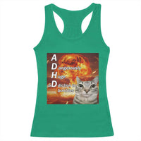 ADHD Cat Meme Racerback Tank Top Funny Kitty Flames Neurodivergent Gen Z - Wonder Print Shop
