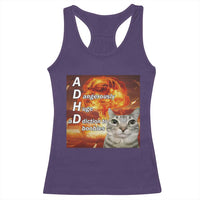 ADHD Cat Meme Racerback Tank Top Funny Kitty Flames Neurodivergent Gen Z - Wonder Print Shop